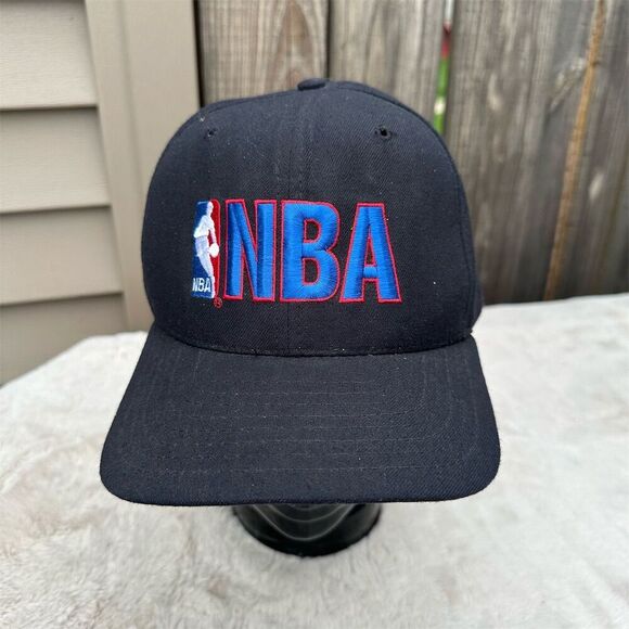 Vintage NBA Logo Sports Specialties Black Dome Plain SnapBack Wool Hat Cap - Picture 1 of 7